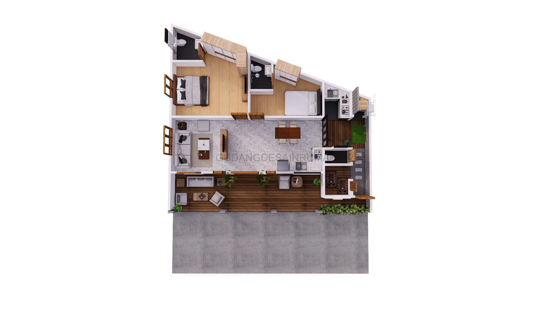 Denah 3D lantai 1