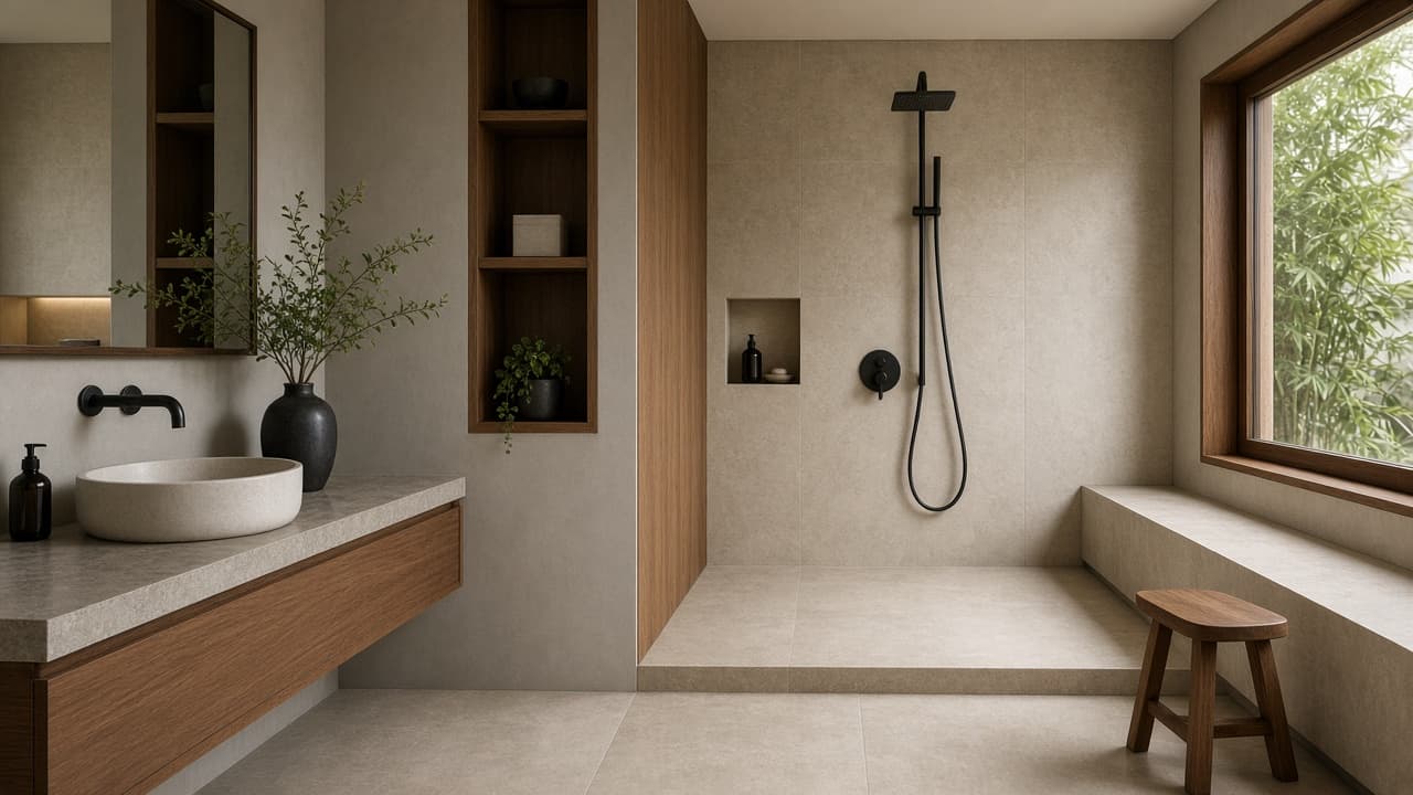 Kamar Mandi Japandi fotorealistik