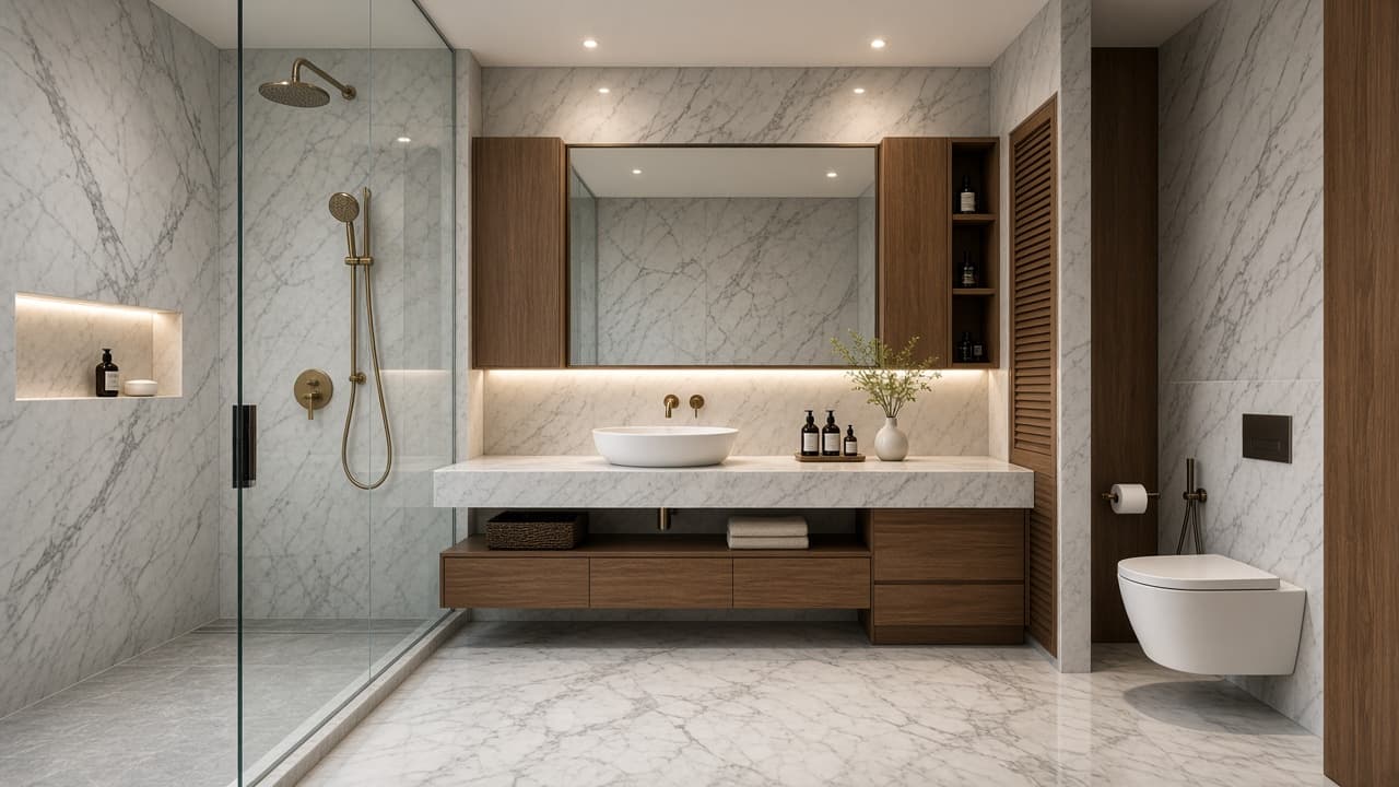 Kamar Mandi Marmer fotorealistik