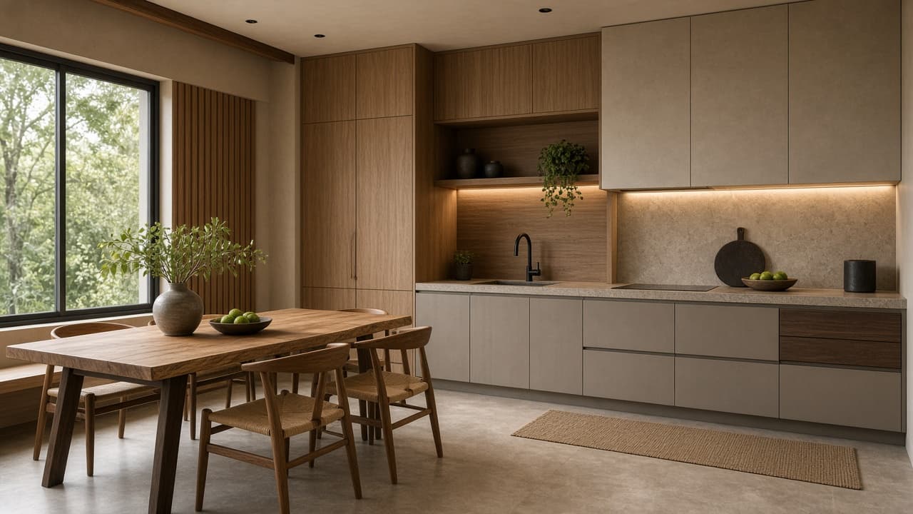 Dapur Japandi Modern fotorealistik