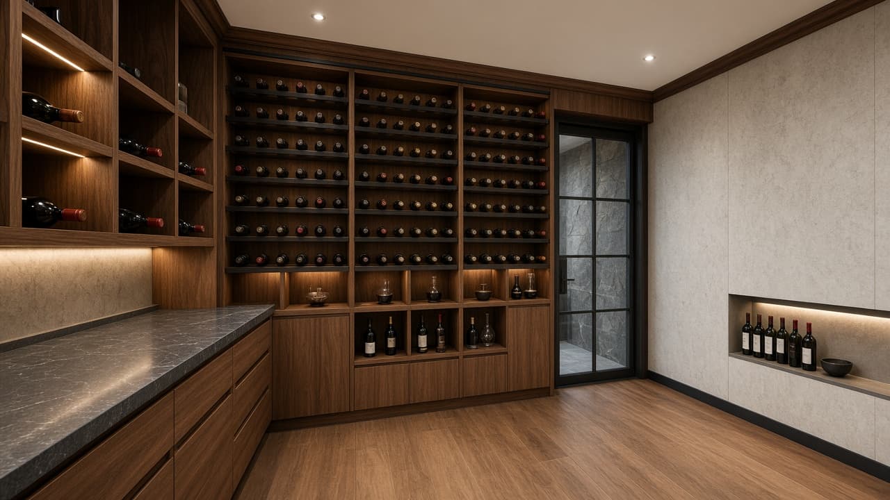 Sudut Penyimpanan Wine fotorealistik